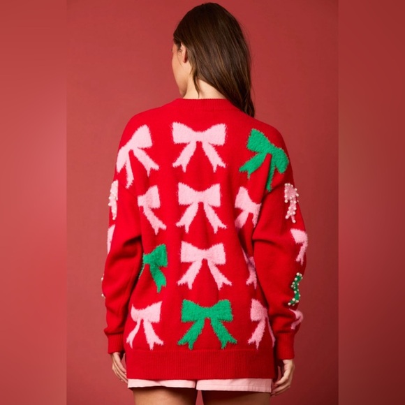 PEARL AND BOW EMBELLISHED SWEATER - Picture 4 of 11